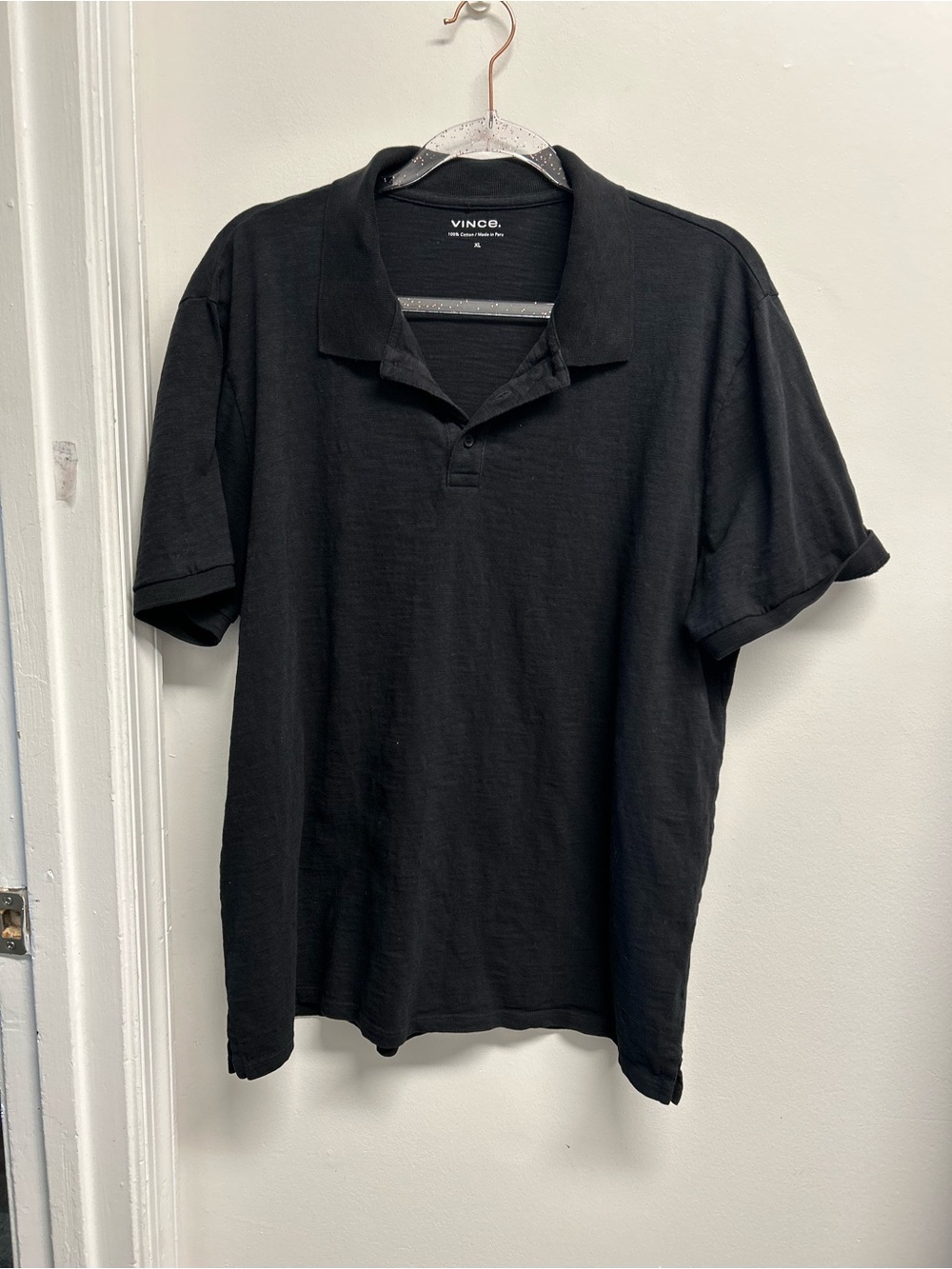 Vince Men's Black Short-Sleeve Polo